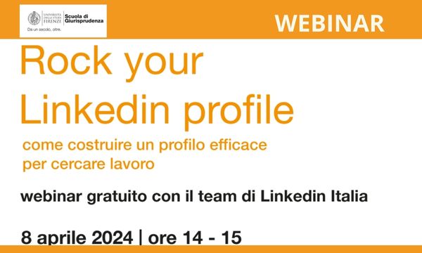 Lunedì 8 aprile dalle 14 alle 15 si terrà un webinar gratuito rivolto a studentesse e studenti dell'Ateneo sull'uso di Linkedin per la ricerca di lavoro.