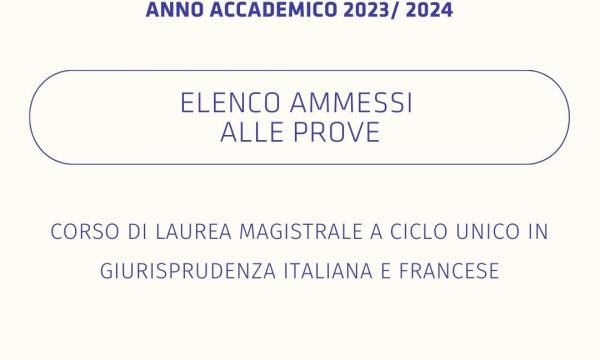 ELENCO STUDENTI AMMESSI  ALLE PROVE 