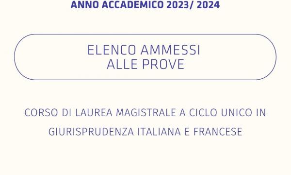 ELENCO STUDENTI AMMESSI  ALLE PROVE 